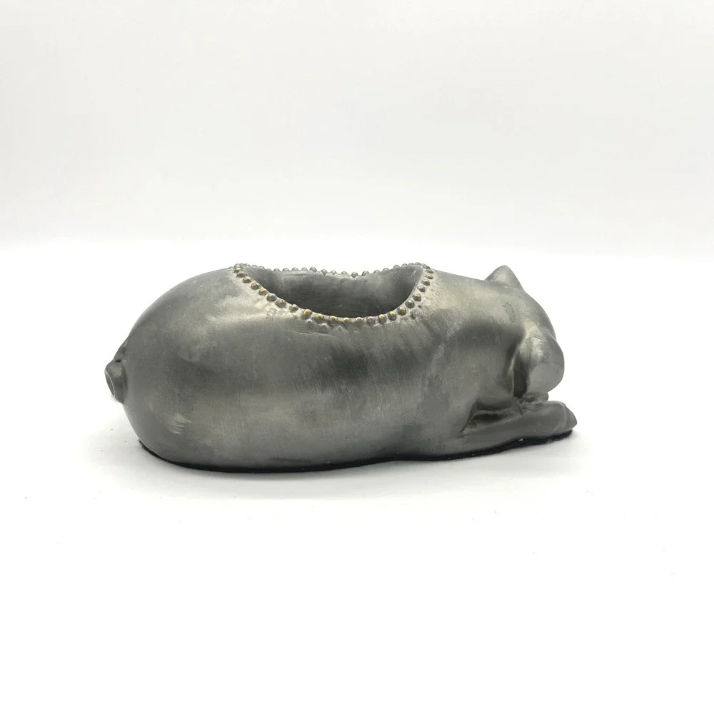 Morton's Steakhouse Vintage Pewter Sleeping Pig Oil Lamp Base Petites Choses 7